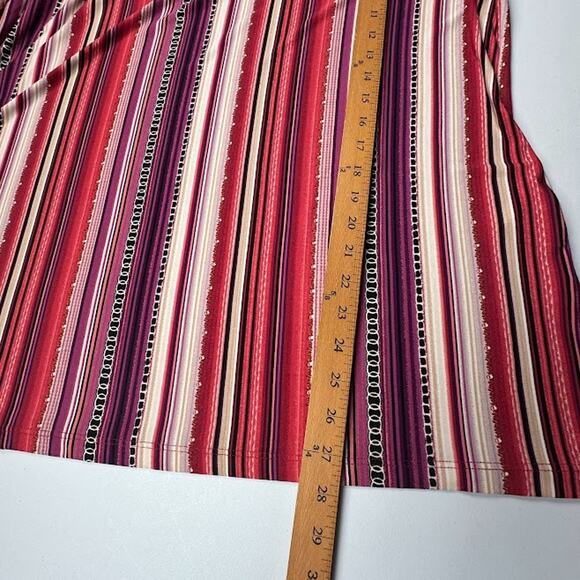 Susan Graver Top Womens 1X Pink Striped Liquid Knit Long Sleeve Stretch Comfort - Picture 10 of 12